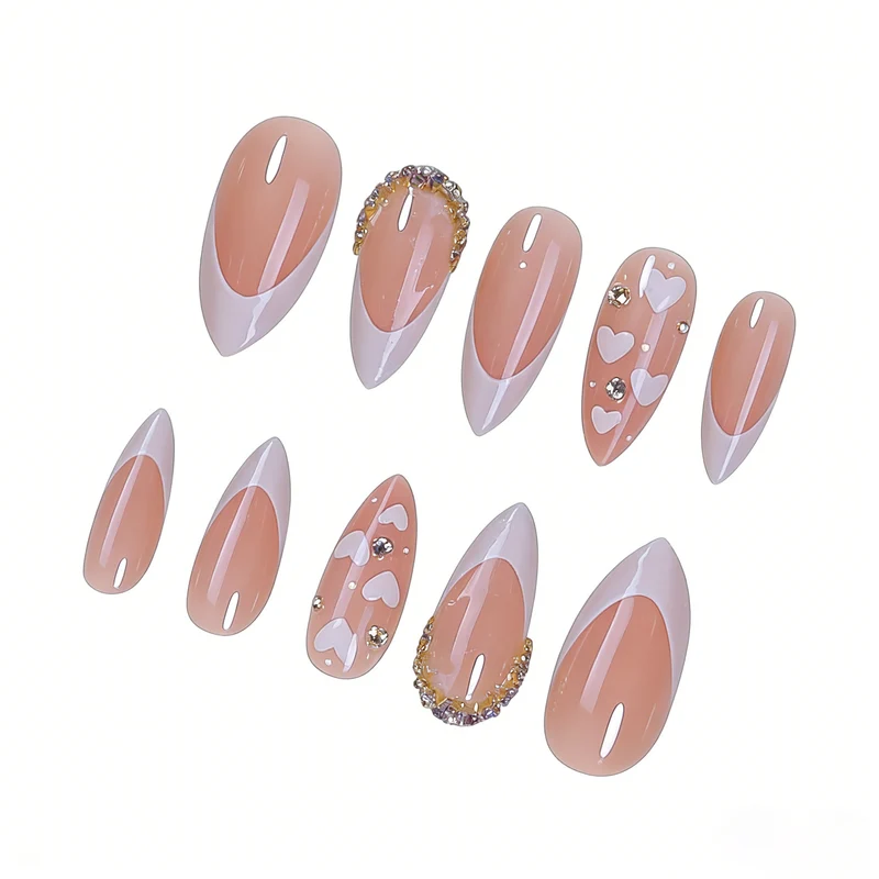 Herz-verzierte Gel-Nagelkunst-Set Karnz
