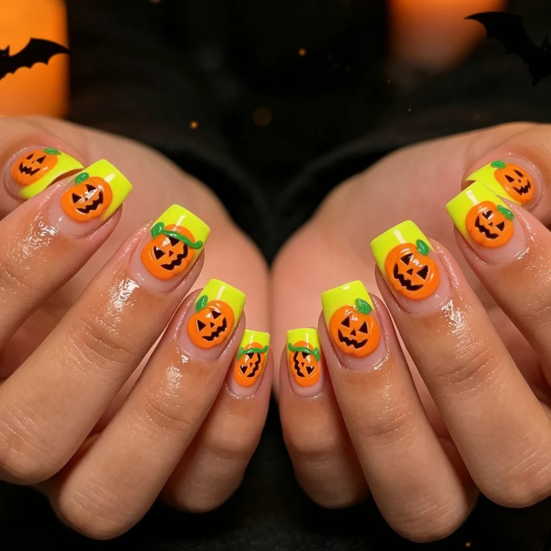 Halloween-Themen Kürbis Nagelkunst Verbesserungen Karnz