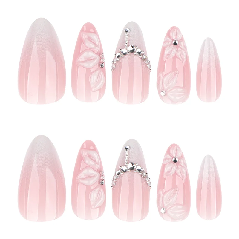 Acryl-Nagelverlängerungen mit elegantem Blumen-Design Karnz