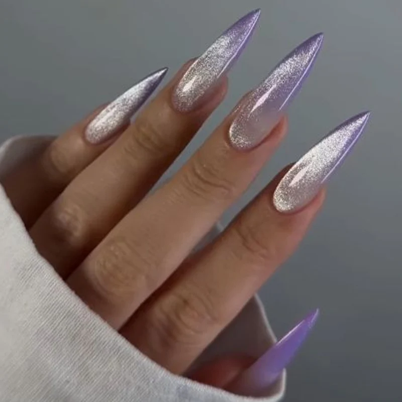 Glitter Ombre Stiletto Nagelverlängerungen Karnz