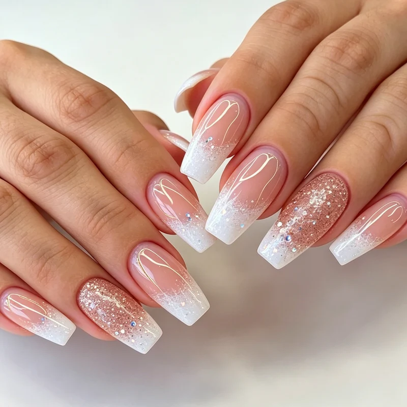 Glamouröse Glitzer-Nagelverlängerungen Karnz