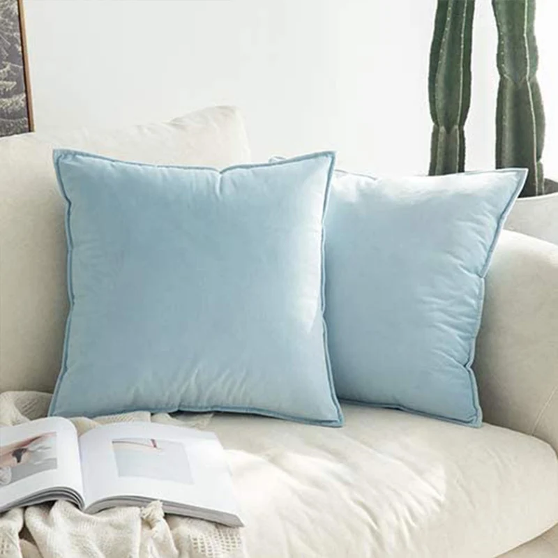 Plüschvelours Quadrat-Wurfkissen Set mit verstecktem Reißverschluss und Daunen-Alternative Füllung