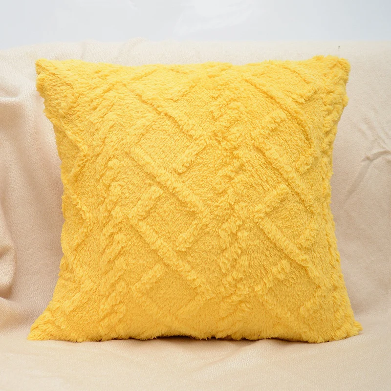 Plüschstrukturierter Sherpa quadratischer Wurfpillowbezug mit geometrischem Tufting