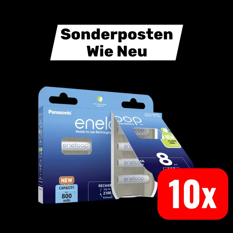 B-Ware Panasonic eneloop HR03 Micro AAA-Akku Batterie AAA Akku NiMH 800 mAh 10 SETS