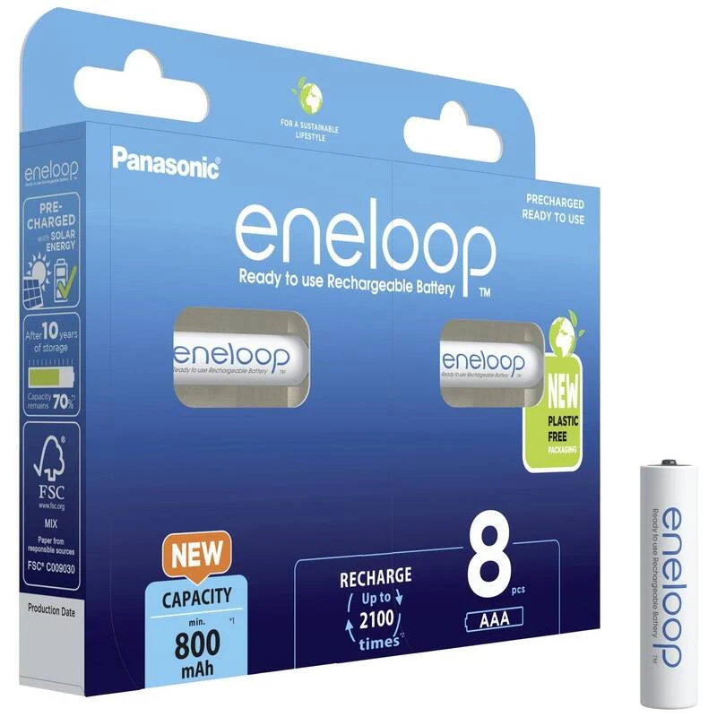 B-Ware Panasonic eneloop HR03 Micro AAA-Akku Batterie AAA Akku NiMH 800 mAh 10 SETS