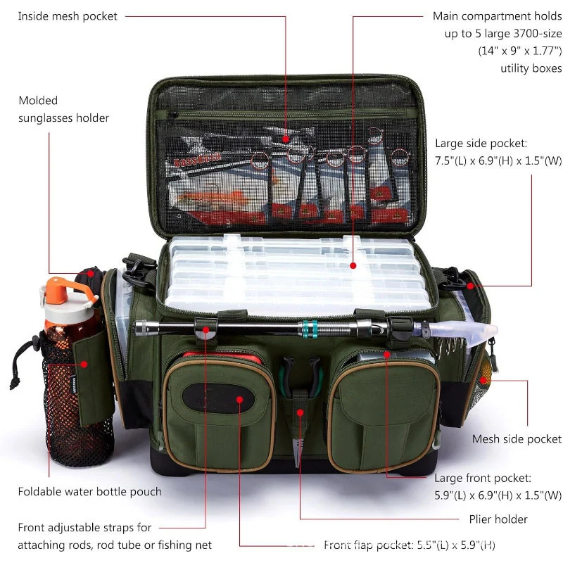 Multi-Compartment Angelzubehör Organizer Tasche Karnz