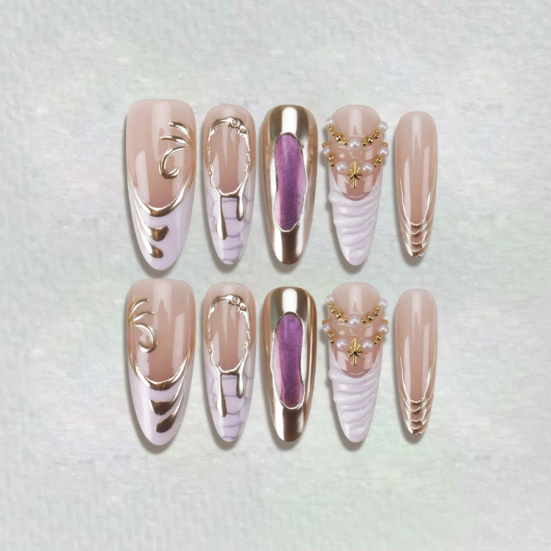 Dekorative Press-On Nagelkunst mit einzigartigen skulptierten Designs Karnz