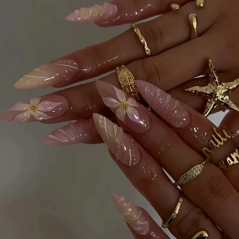 Premium Floral Acryl Nagelverstärkungen Karnz