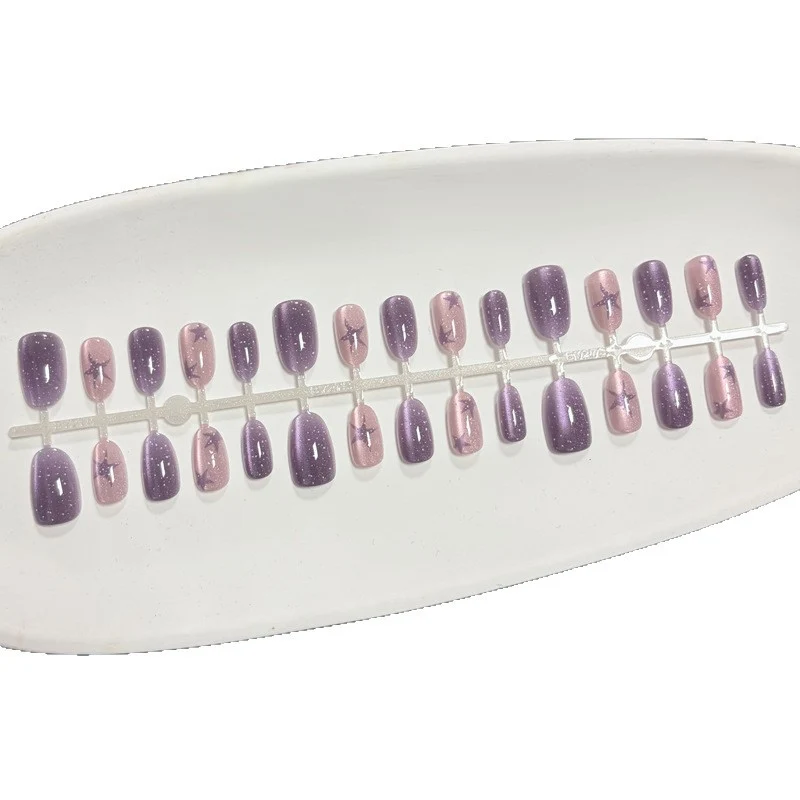 Künstlerisches Ombre Glitzer Press-On Nagelset Karnz