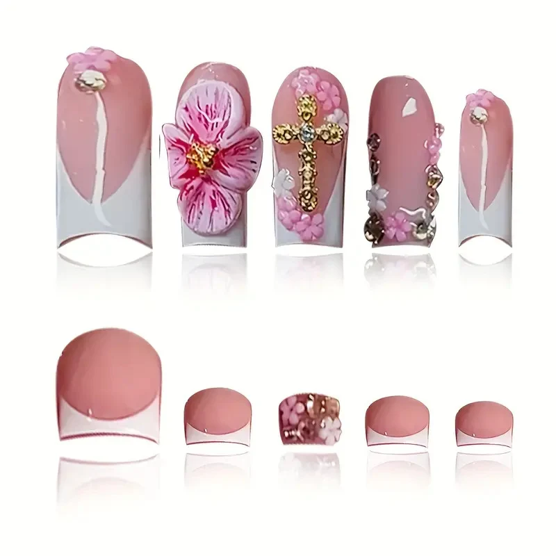 Florales Themen Press-On Nagelset Karnz