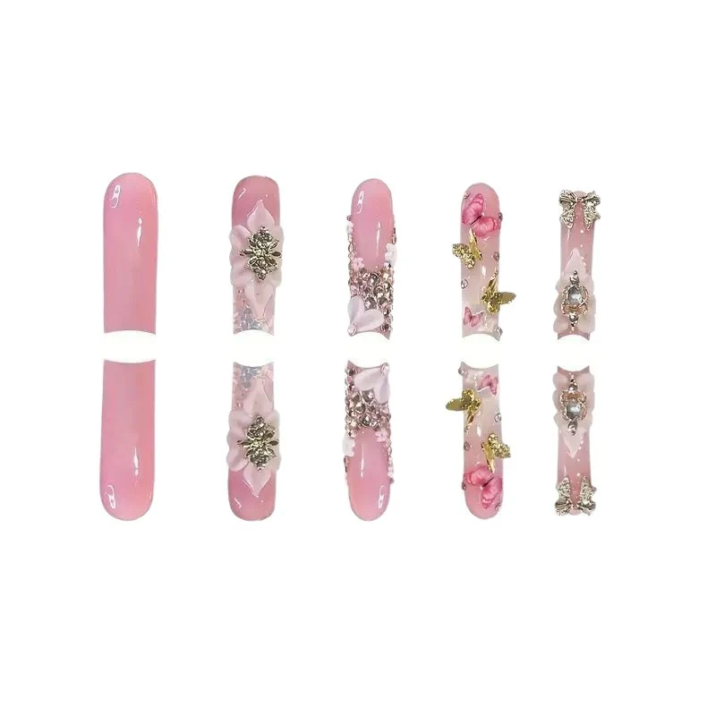Blumen-inspiriertes Acryl-Nagelkunst Karnz