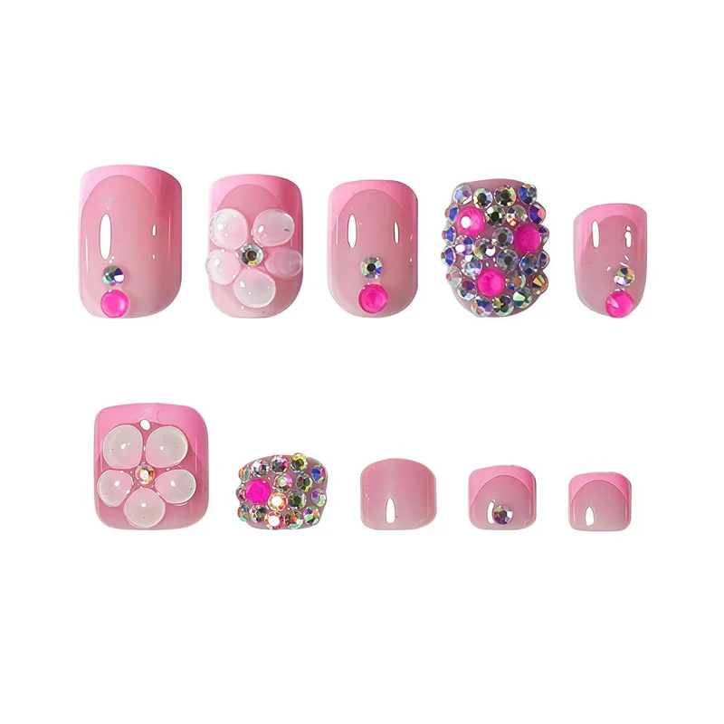 Blumiges Glitzer-Nagelkunst-Design Karnz