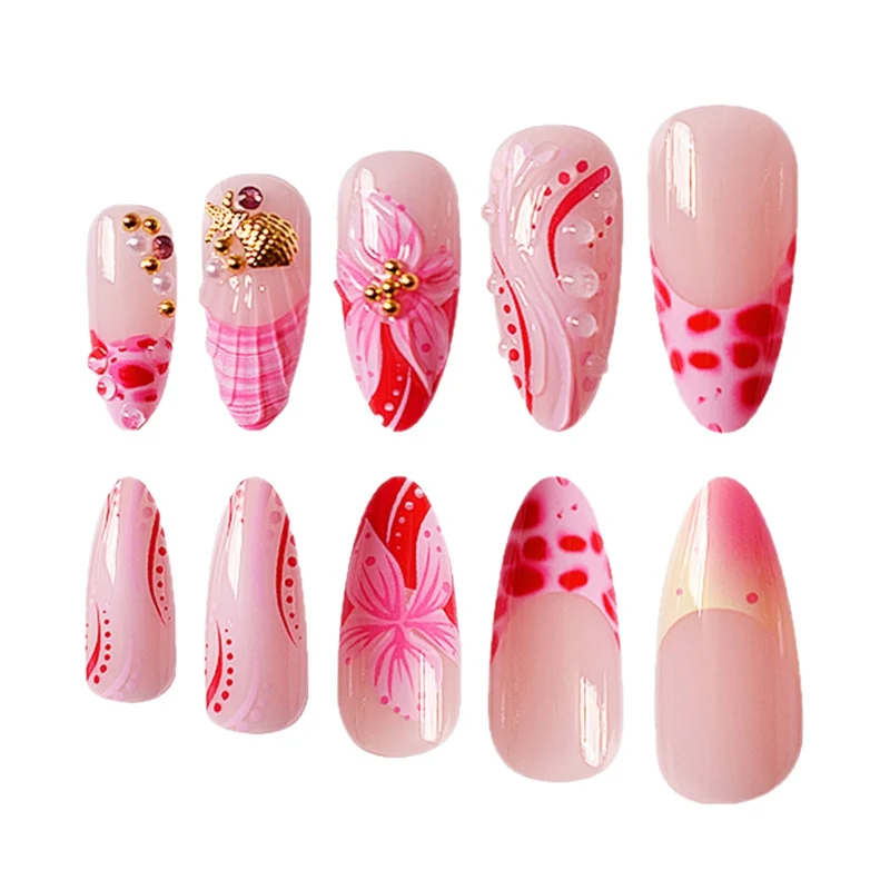 Florale Emaille Spitze Nagelkunst Verlängerungen Karnz