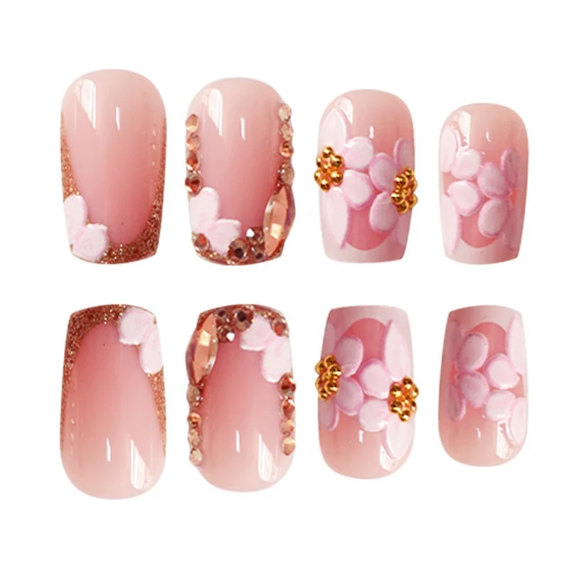 Blumiges künstlerisches Acryl-Nagelset Karnz