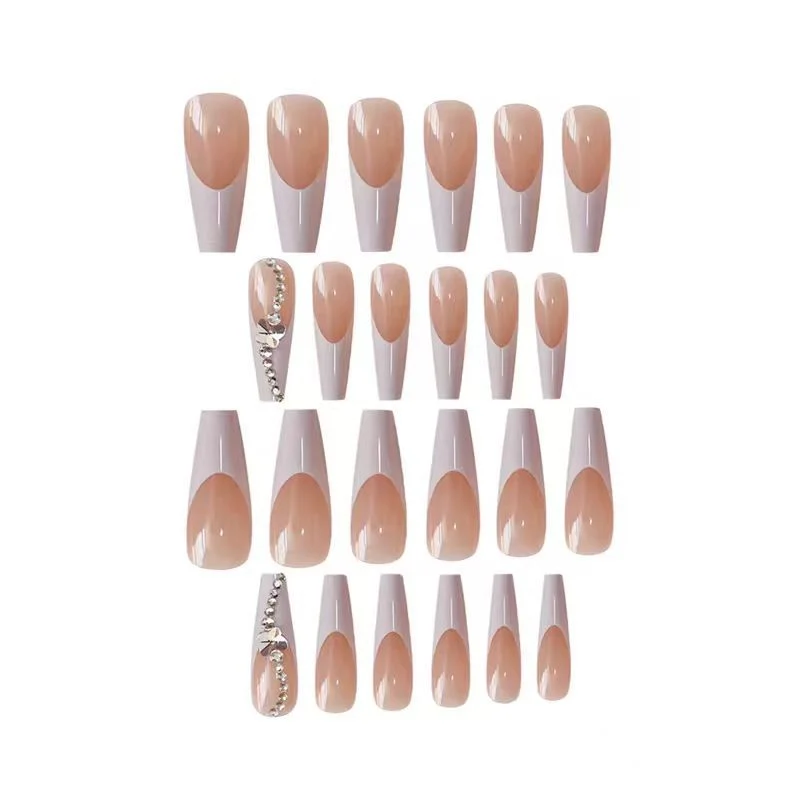 Elegante lange französische Spitzen Acryl Nagelkunst Karnz