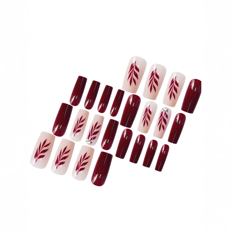 Elegante Blatt-Design Acryl-Nagelkunst Karnz