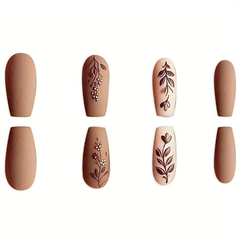 Elegante Florale Matte Nagelkunst Karnz