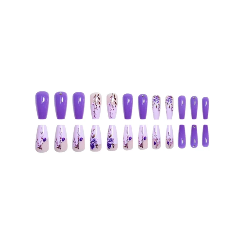 Elegantes Floral Acryl-Nagel-Set Karnz