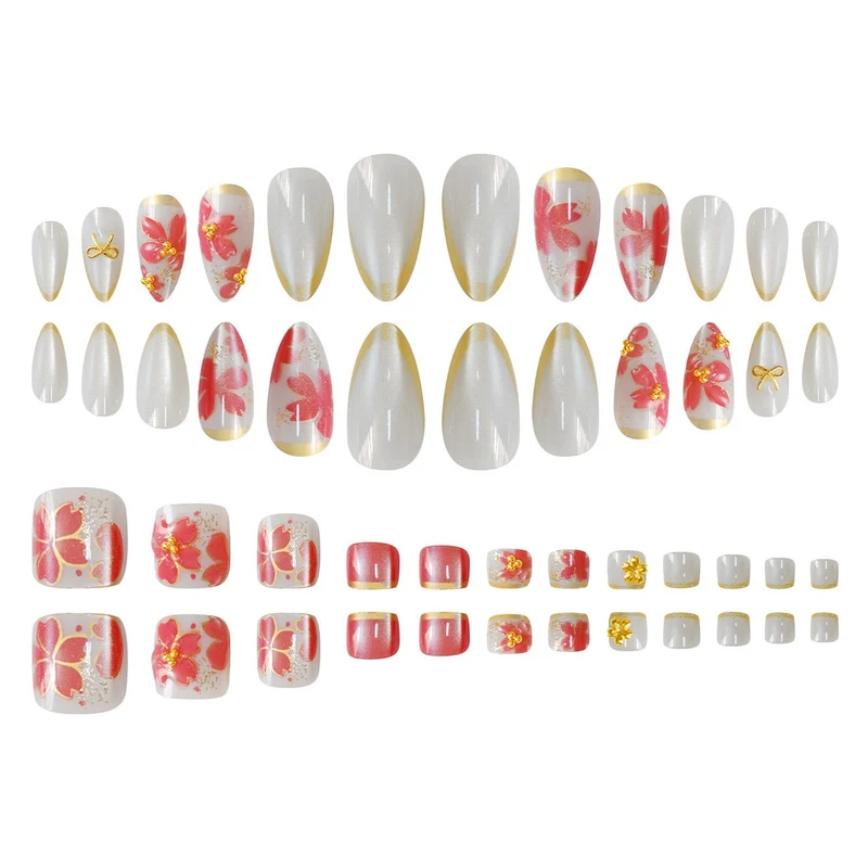 Elegantes florales Acryl-Nageldesign Karnz