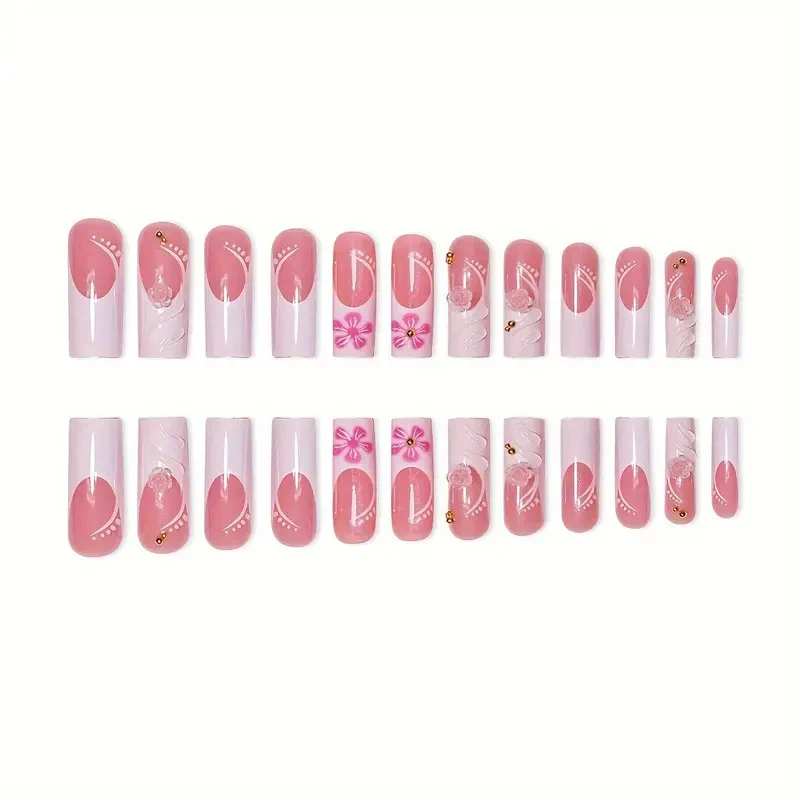 Elegante Blumen Acryl-Nagelkunst Karnz