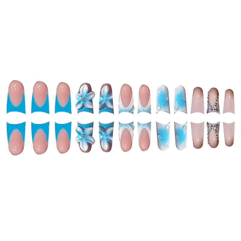 Elegantes Künstlerisches Florales Acryl-Nagel-Set Karnz