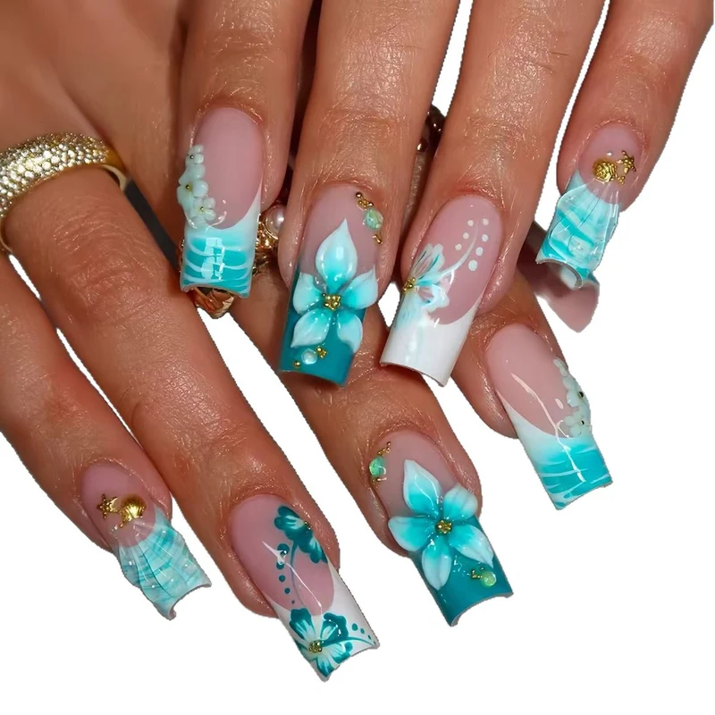 Detaillierte florale Acrylnagelverstärkungen Karnz