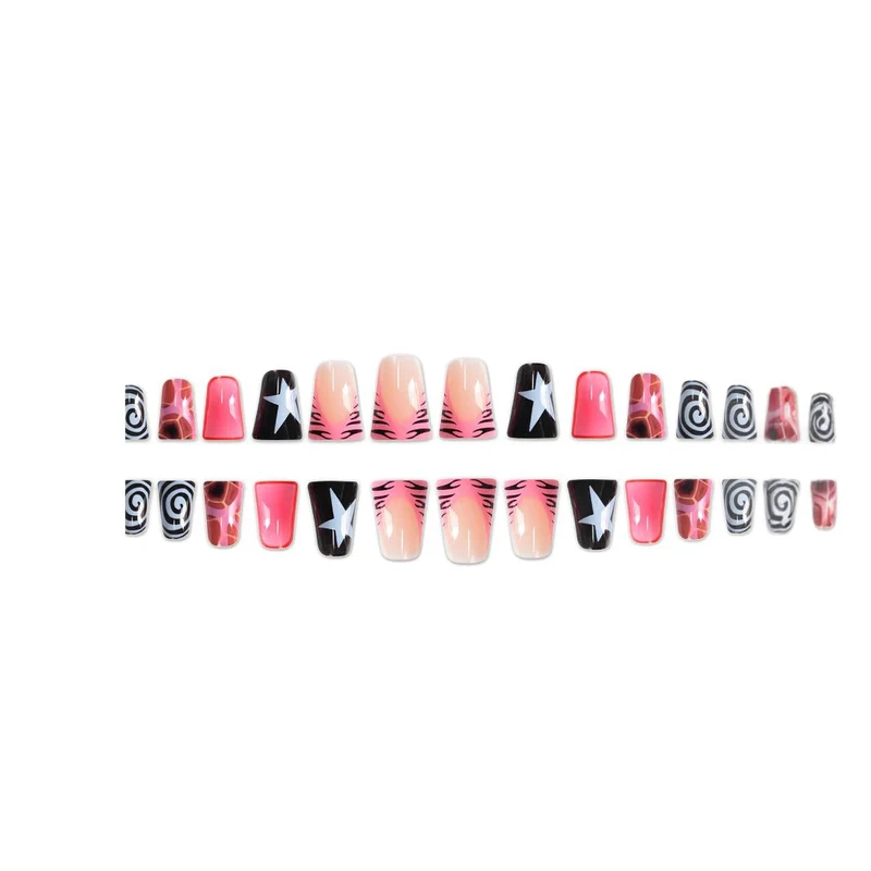 Kreative grafische Press-On Nagelkunst Karnz