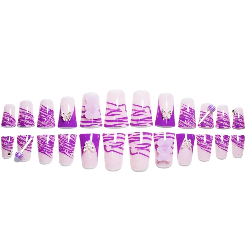 Kreatives Schmetterlings- und Süßigkeiten-inspiriertes Nagelset Karnz
