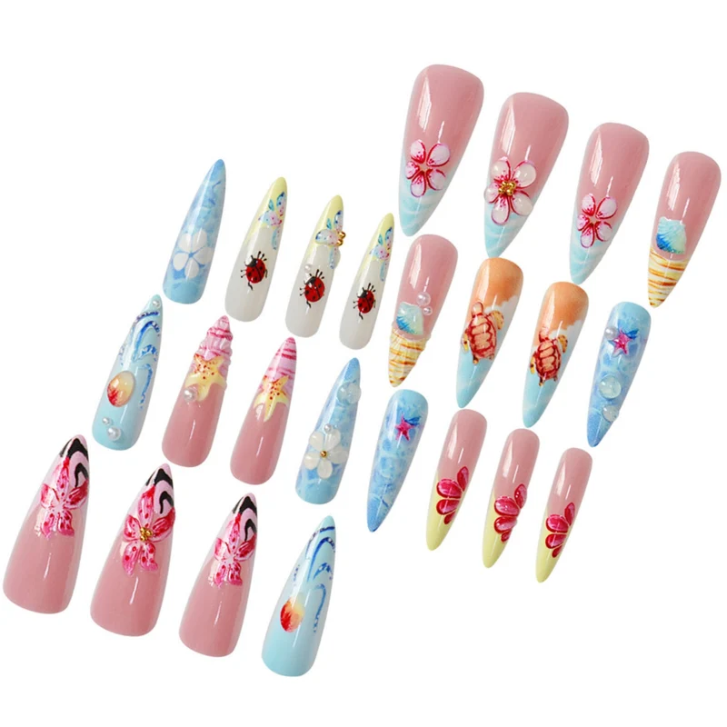 Künstlerisch vom Ozean inspiriertes Nagelkunst-Enhancements Karnz