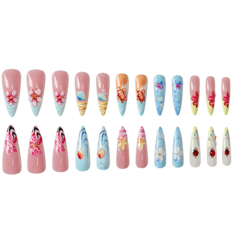 Künstlerisch vom Ozean inspiriertes Nagelkunst-Enhancements Karnz