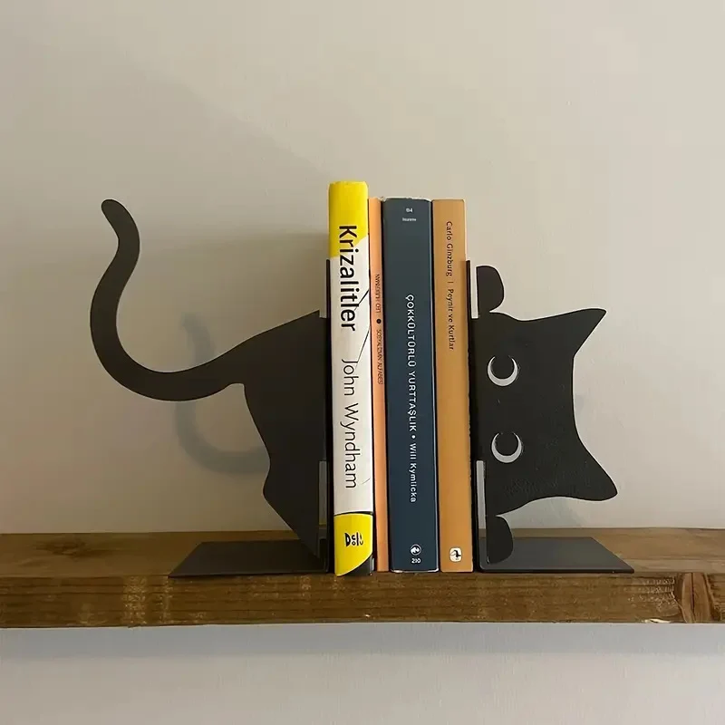 Katzenförmige Metallbuchstützen