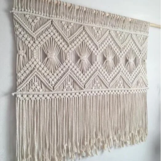Makramee Wandteppich mit elegantem Fransen Karnz 1789210867