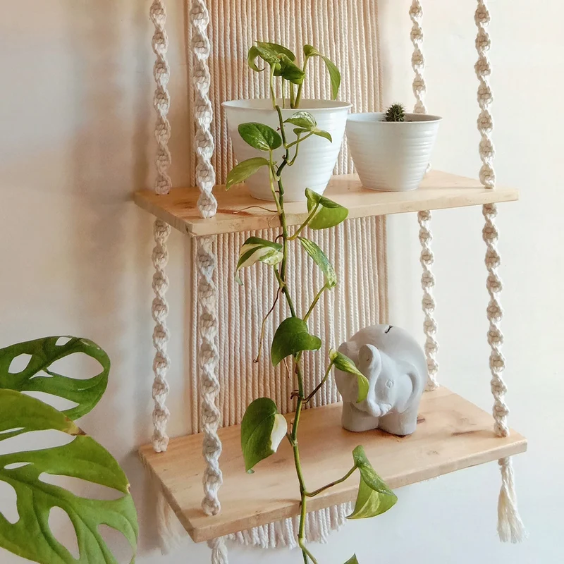 Macrame Pflanze Regal mit dekorativem hängendem Design Karnz
