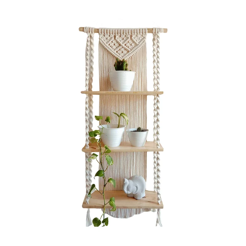 Macrame Pflanze Regal mit dekorativem hängendem Design Karnz