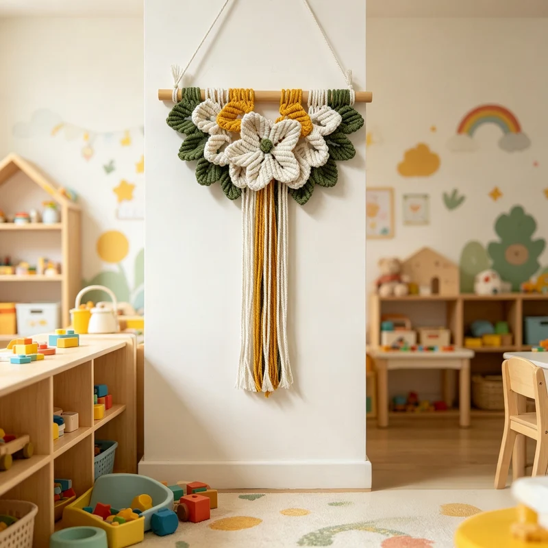 Floral Macrame Wandbehang Karnz