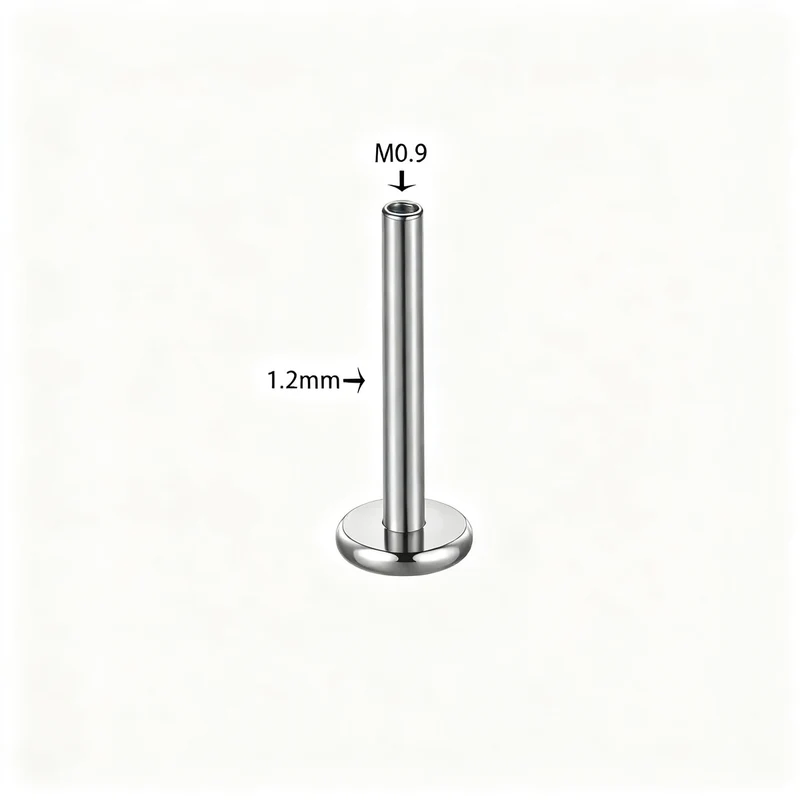 Titan-Piercingstab, flache Basis, Innengewinde