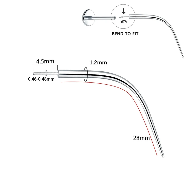 Titan-Piercingstab, flache Basis, Innengewinde