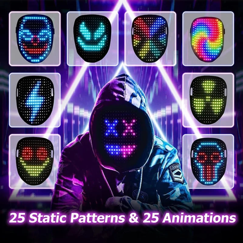 Halloween LED Face Mask, Illuminated Face Covering, Costume, LED Party