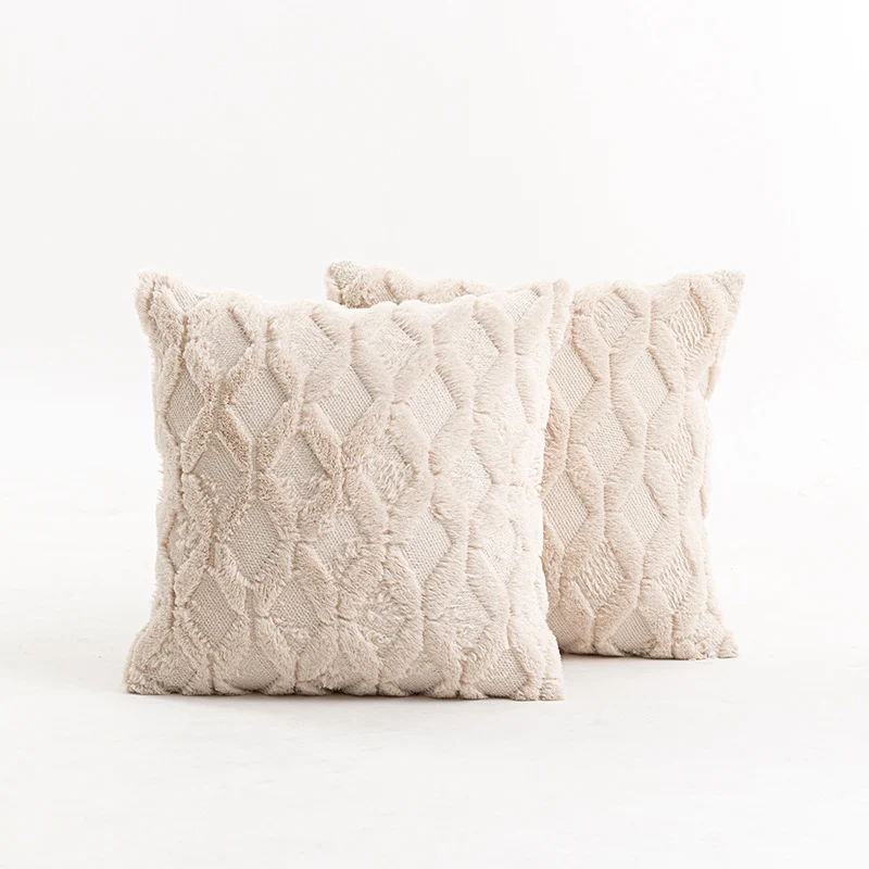 Texturiertes Strick-Diamond-Tufted quadratisches Wurfkissenbezug mit ausgefranstem Rand