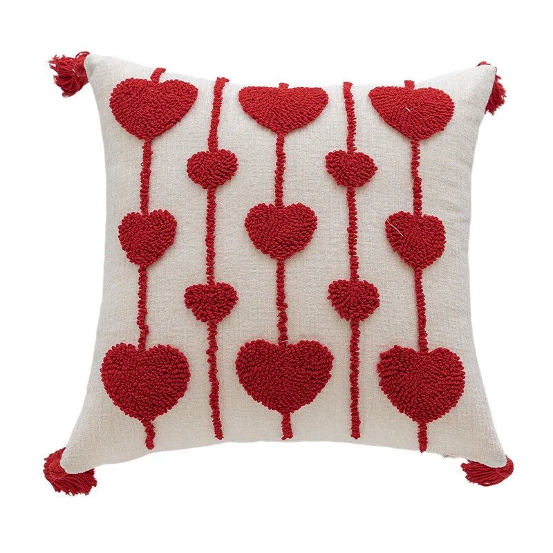 Rechteckiges tufted Buchstaben-Lendenkissen mit Loop-Pile 'LOVE' Akzent