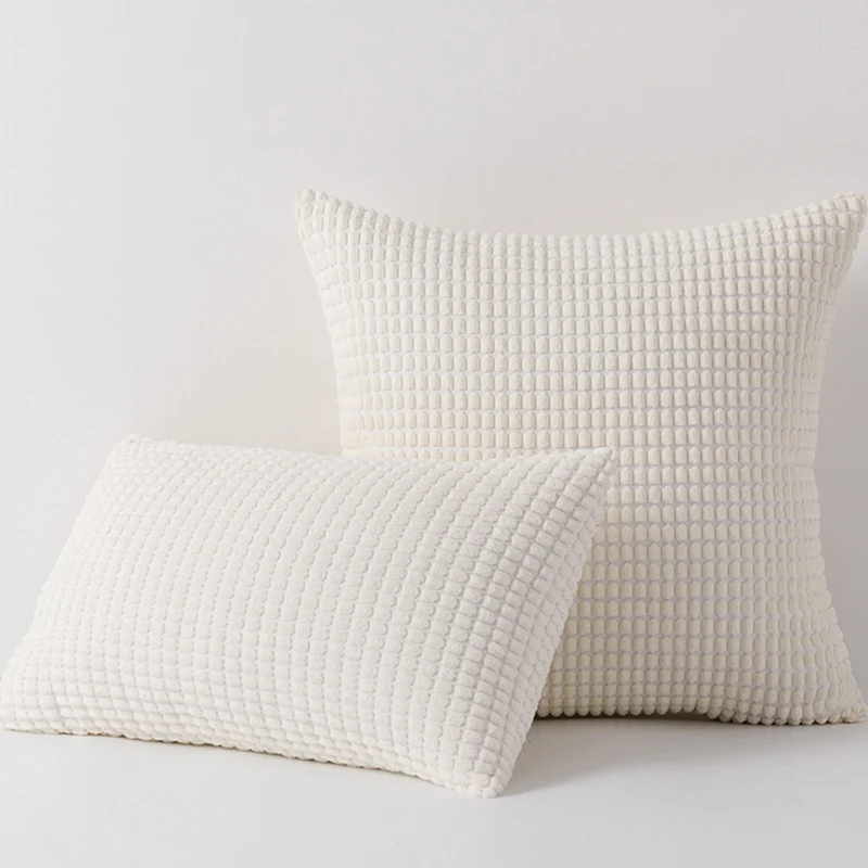 Plüsch Waffelraster Chenille Sofa Akzent Kissen Duo mit abnehmbaren Reißverschlussbezügen