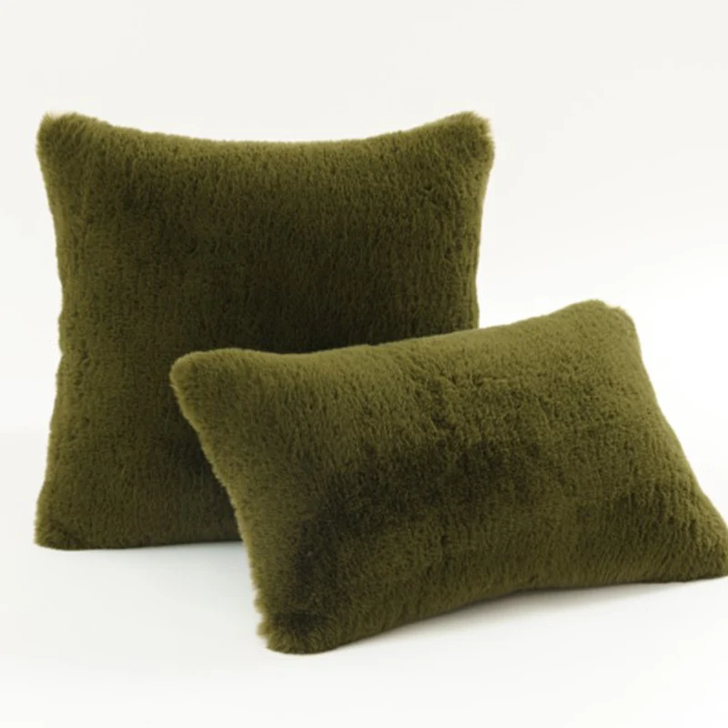 Plüsch-Faux-Fur-Quadrat- und Lendenkissen-Set mit weichem Mikrofaser-Rücken