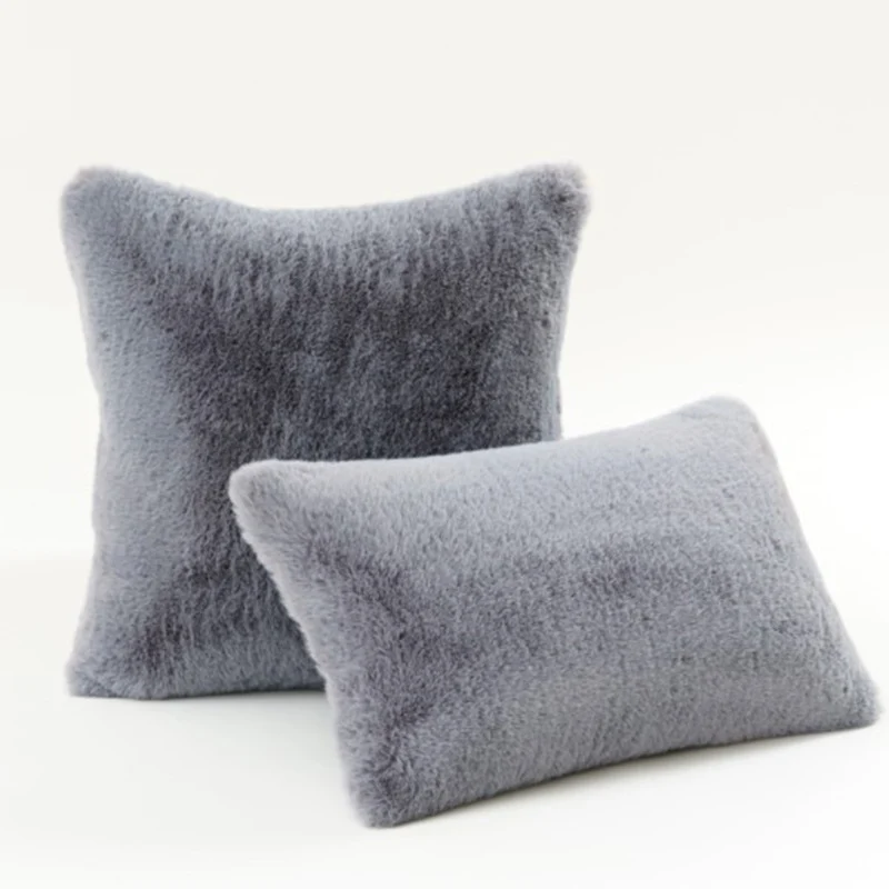 Plüsch-Faux-Fur-Quadrat- und Lendenkissen-Set mit weichem Mikrofaser-Rücken