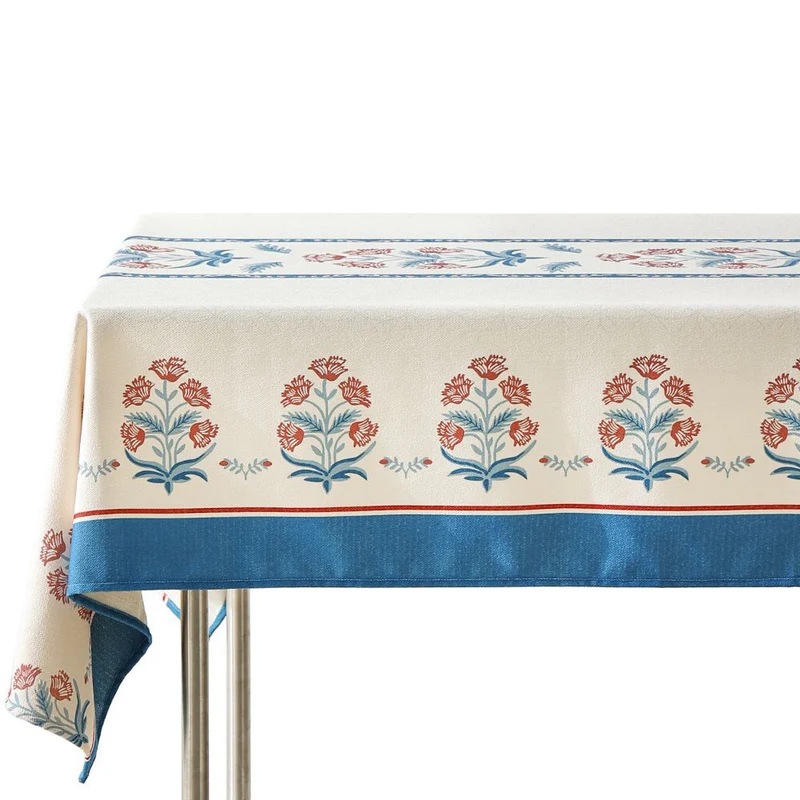 Wasserabweisende rechteckige Tischdecke mit Paisley-Muster und beschichteter Baumwolloptik Karnz