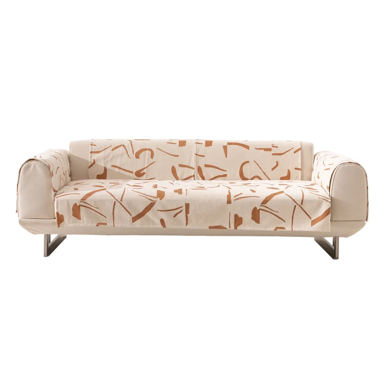 Stretch-Sofaüberwurf mit abstraktem Pinselstrich-Print und elastischem Bund Karnz