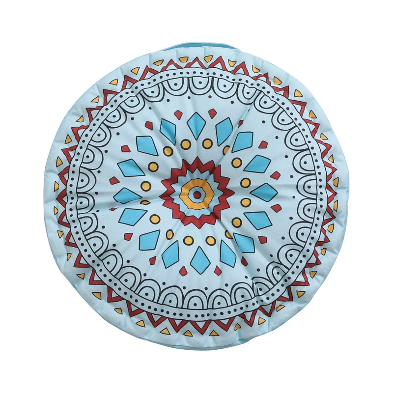 Rundes Sitzkissen mit Mandala-Druck, dick gepolsterte Bodensitzmatte und Tragegriff Karnz