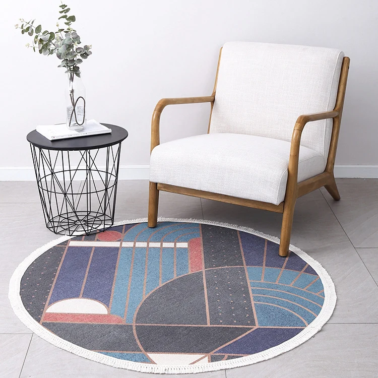 Runder Dekorativer Wohnzimmer-Teppich mit modernem geometrischem Muster Karnz