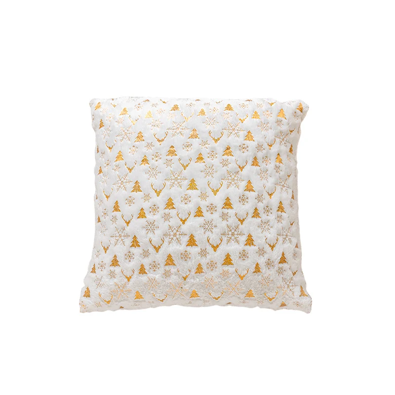 Dekorativer Plüsch-Velours-Wurfkissenbezug mit Goldfolienmotiv