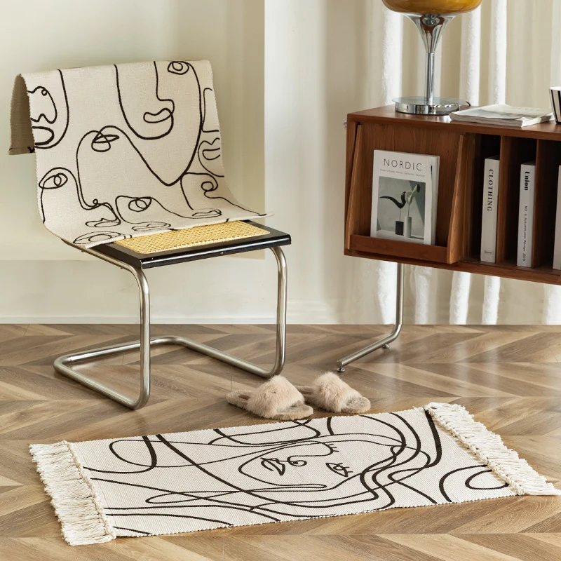 Gewebtes Tischset aus Baumwolle mit abstrakter Linienkunst Karnz