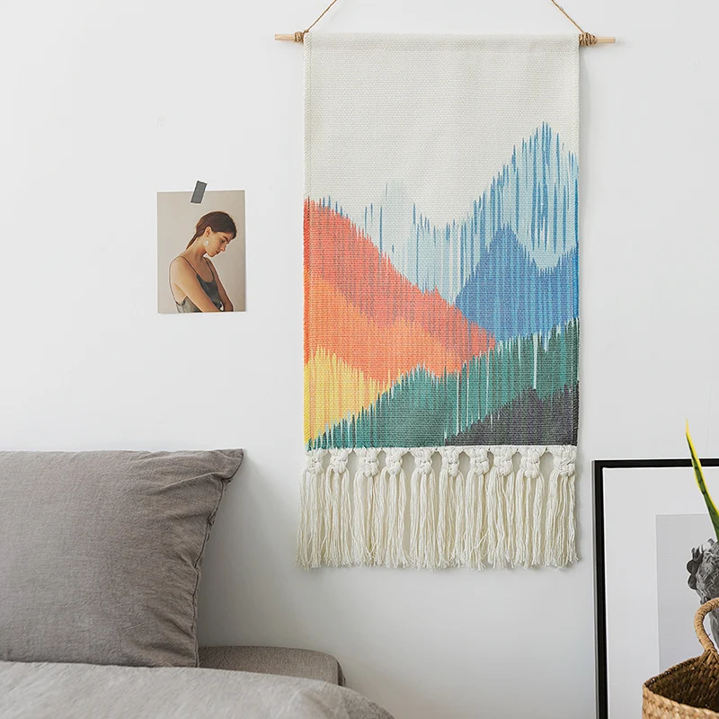 Gewebtes Boho-Wandbehang-Set mit Fransen und geometrischem Ethno-Print Karnz